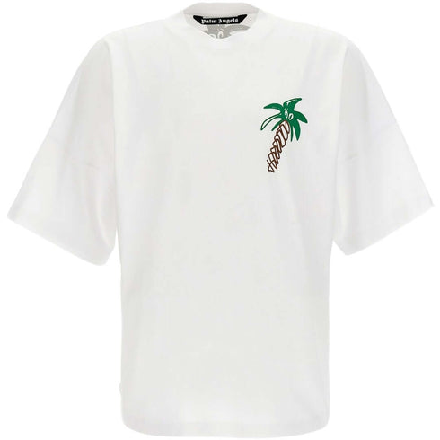 Palm Angels Sketchy Palm Tree Design Oversized Fit White T-Shirt